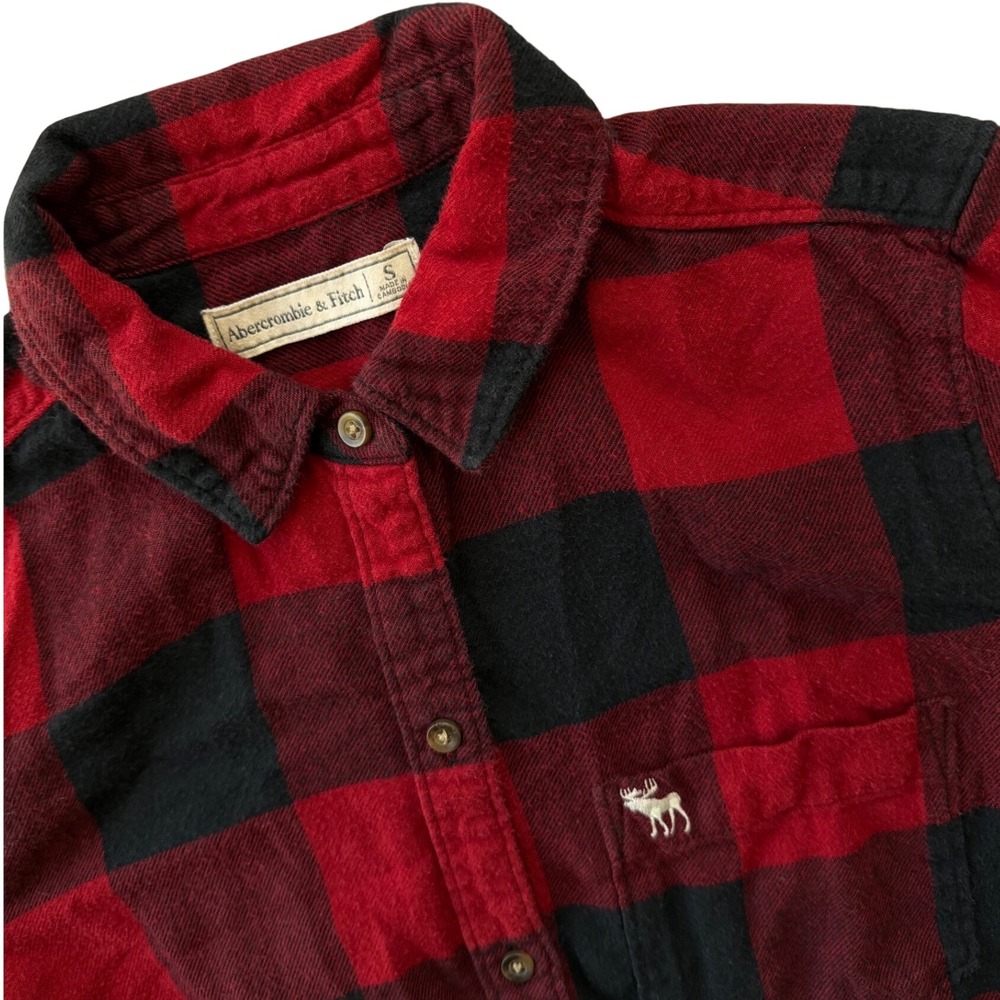 Abercrombie & Fitch Womens Red Black Buffalo Plaid Flannel Shirt Sizes Small
